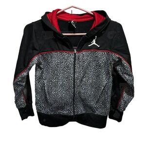 Nike Air Jordan Hoodie Boy Small 4-5 Yrs Black/Red/Gray  Fleece Youth Therma Fit